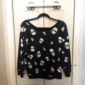 Cropped Skull Sweater w/ Lace